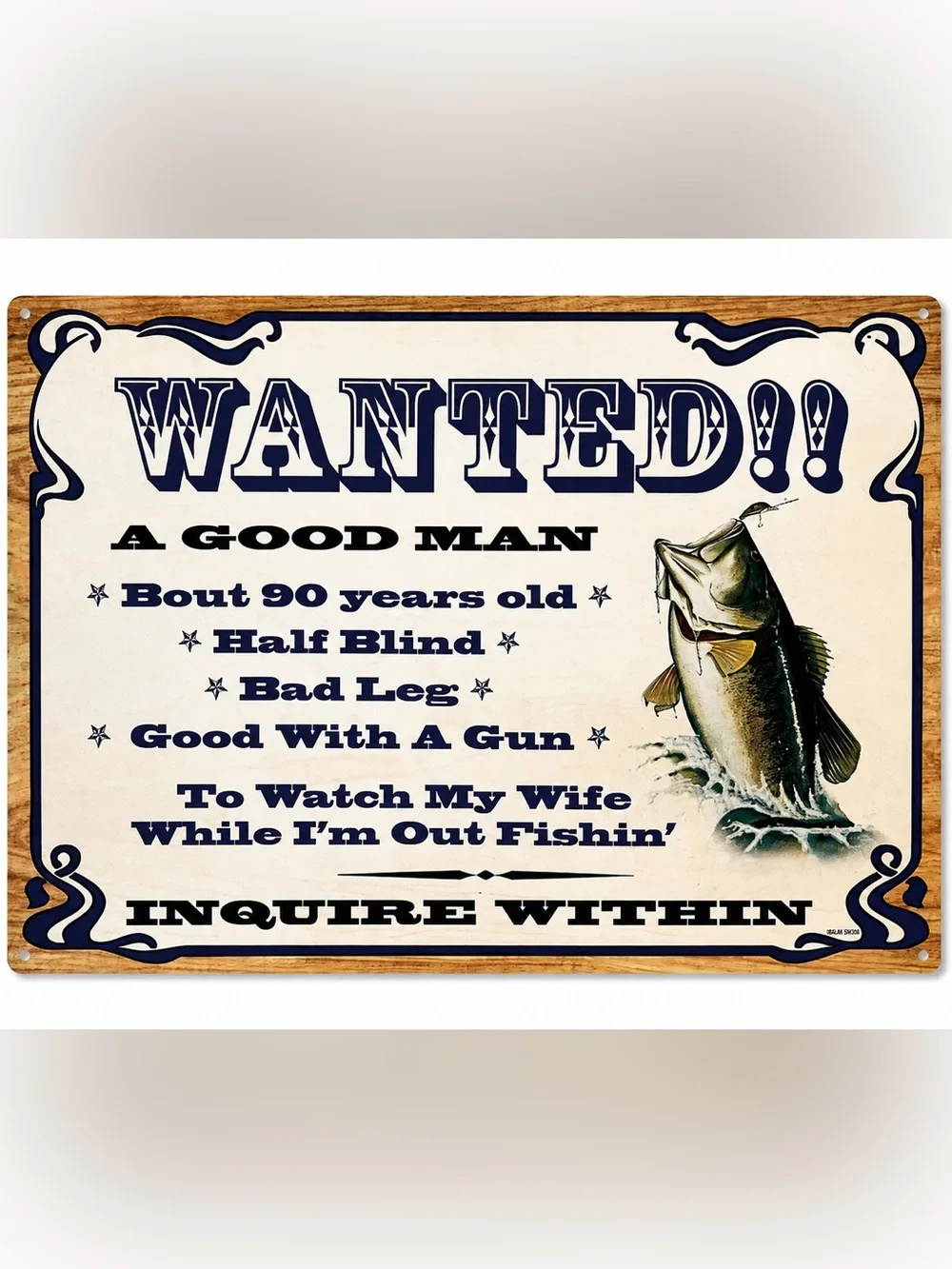 NEW Fish Wanted Metal Sign